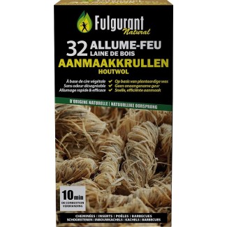 Allume feu en laine de bois 32 pièces